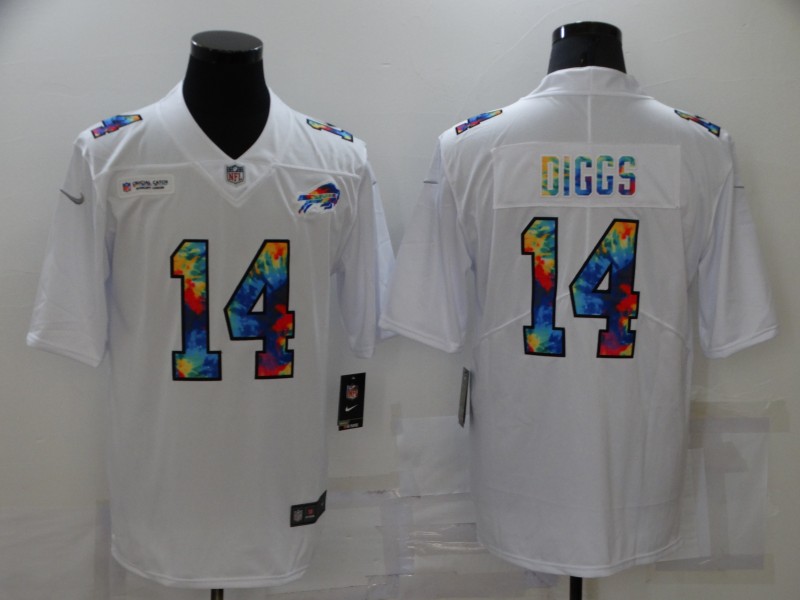 Men Buffalo Bills #14 Diggs White Rainbow version 2021 Nike NFL Jersey->texas rangers->MLB Jersey